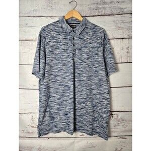 Johnston & Murphy Mens Polo Shirt Size XXL Blue White Space Dye Stretch Casual